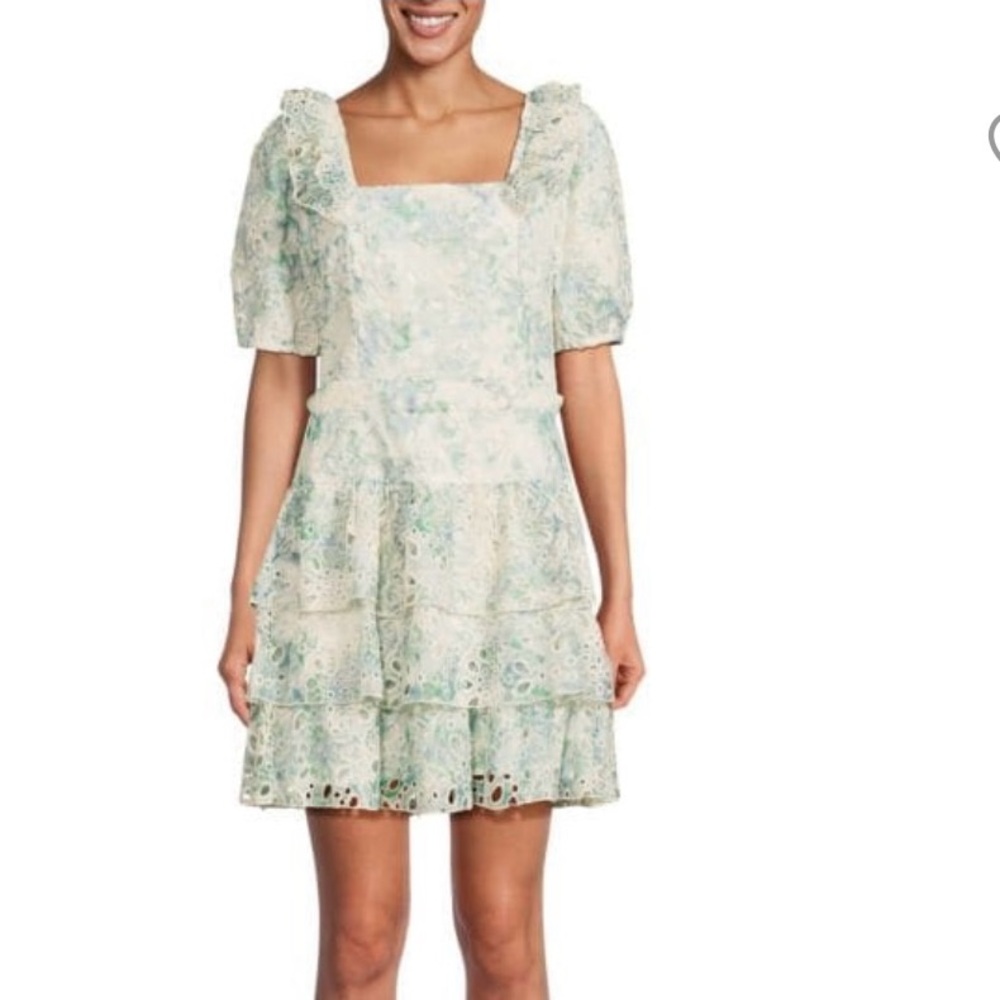 Adelyn Rae Schiffli Mini Tiered Dress